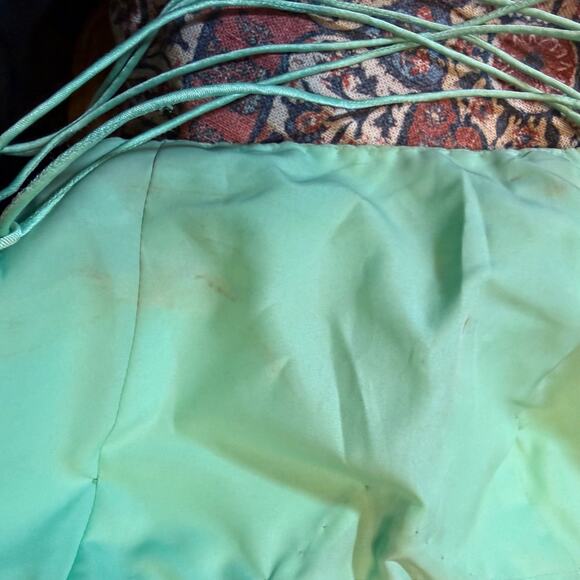 Precious Formals Mint Green Beaded 2 Piece Dress Lace Up Back Size 4 Y2K whimsi - Picture 7 of 16